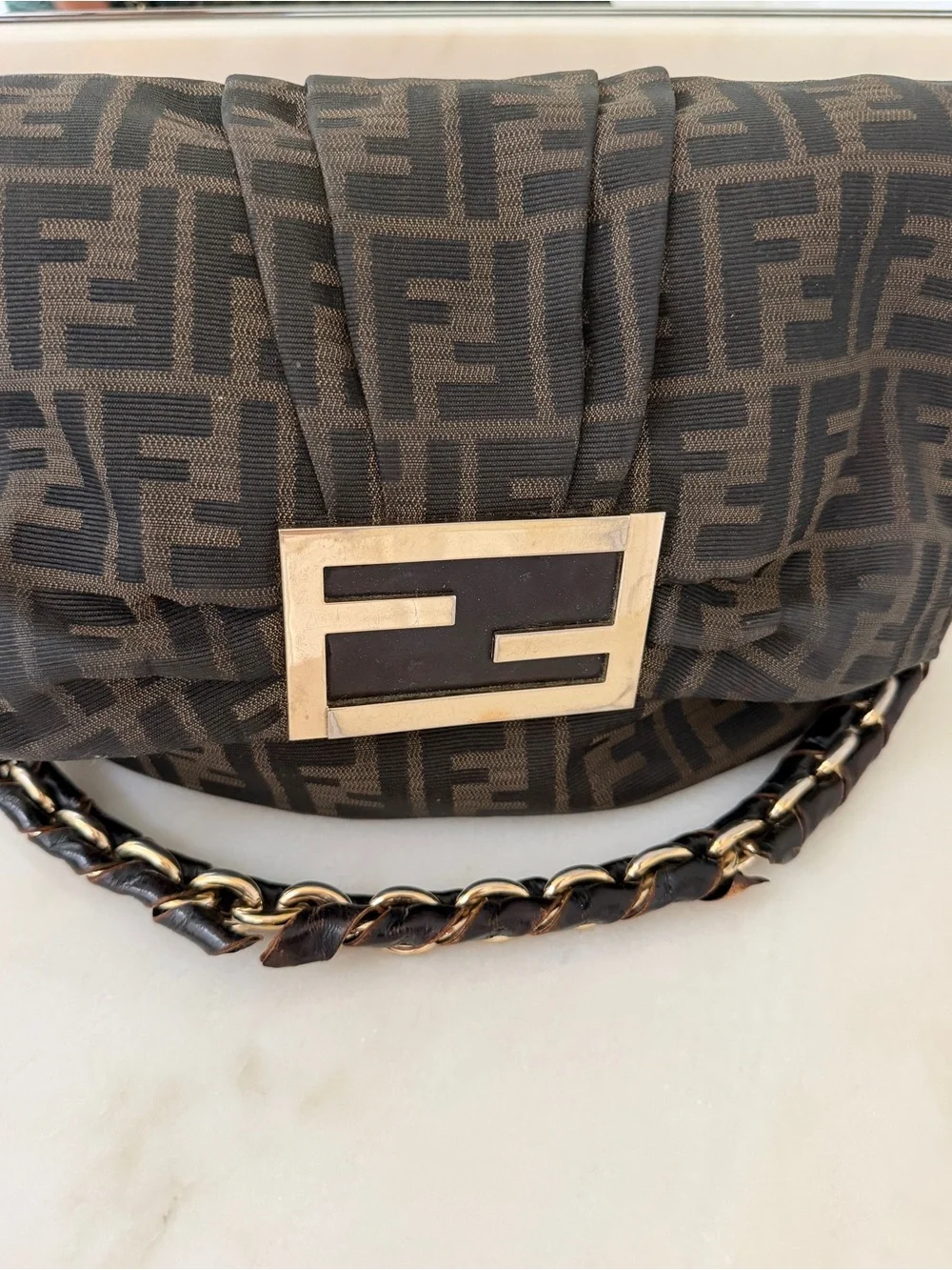 Fendi Marshmallow Zucca Flap Bag Gold Hardware - Picture 2 of 10